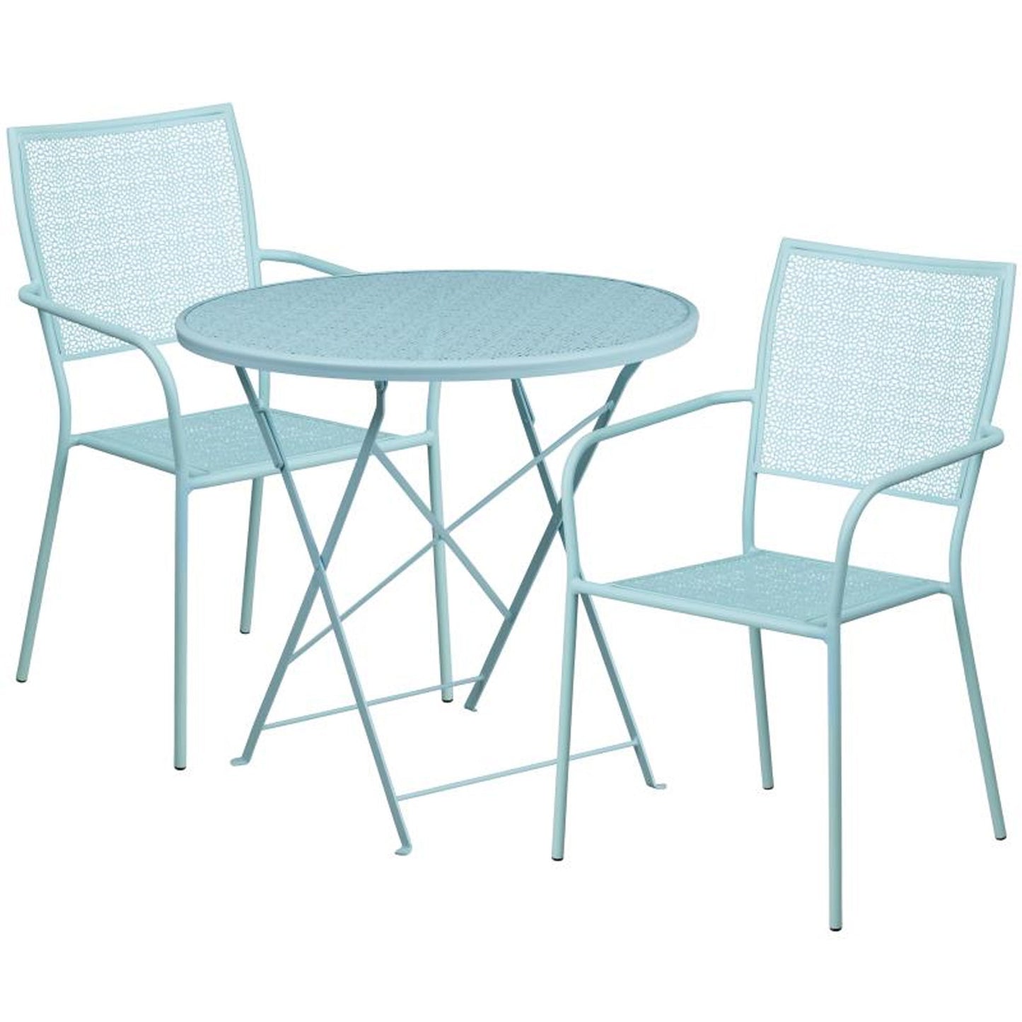 Flash Furniture - 3 Piece Fold Patio Set - Sky Blue