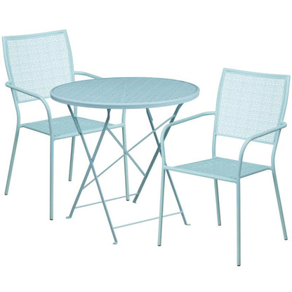 Flash Furniture - 3 Piece Fold Patio Set - Sky Blue