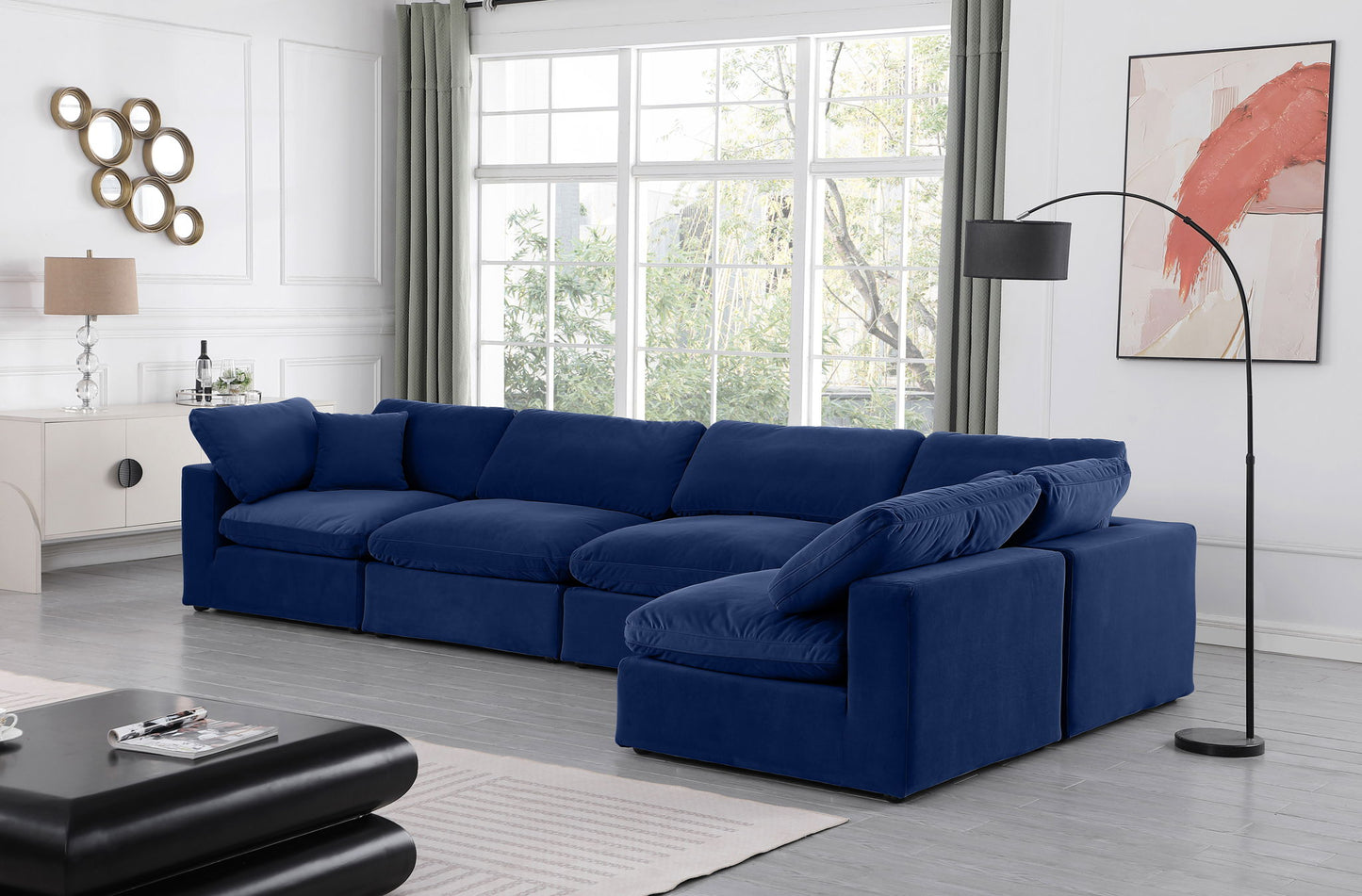 Comfy - 5 Piece Velvet Modular Sectional