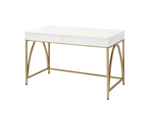 Lightmane - Vanity Desk Same 92660) - White High Gloss & Gold