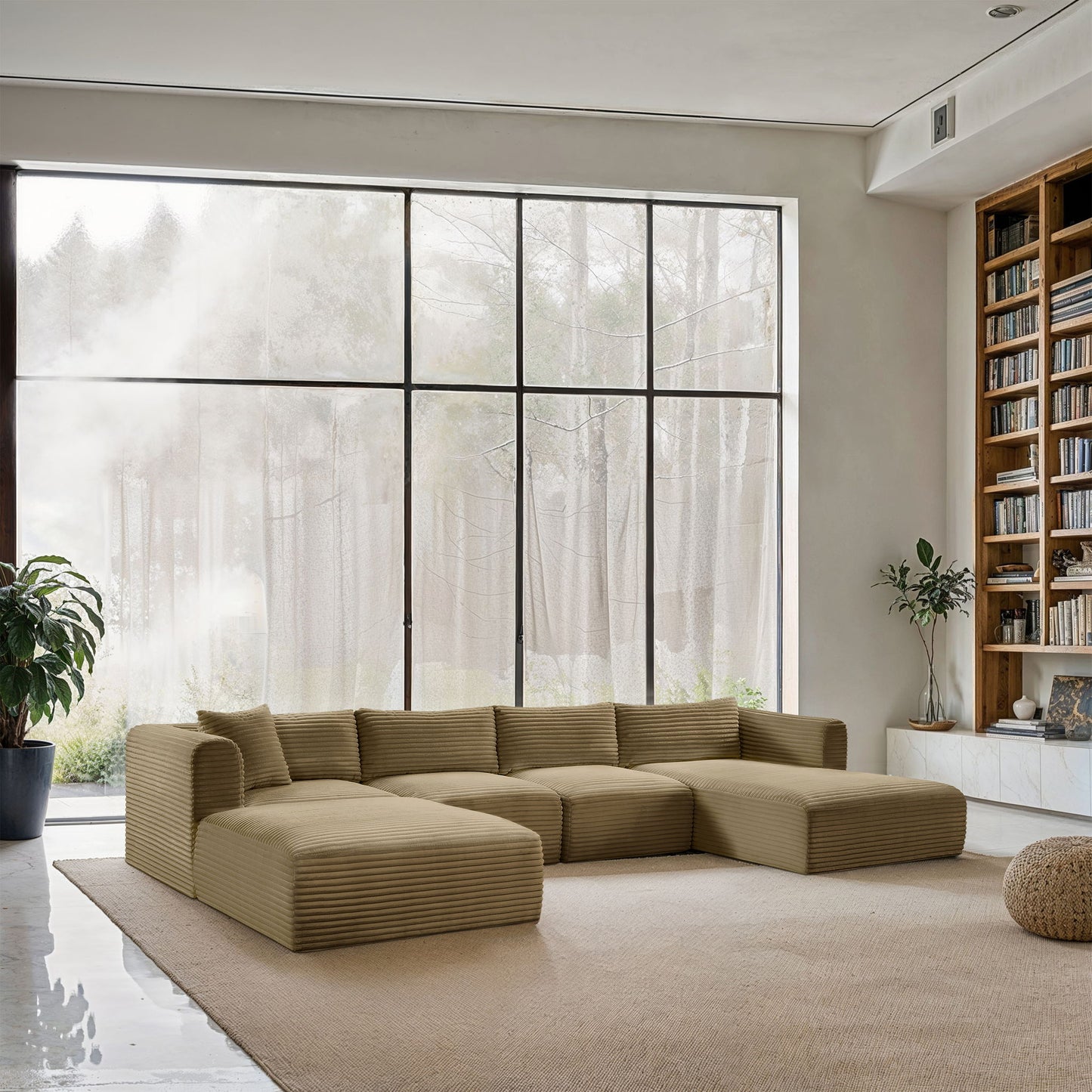 Shaggy - 5 Piece Modular Sectional With Chaise And Ottoman