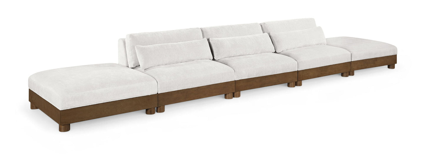 Turin - Chenille Fabric Upholstered Modular Sectional - Cream