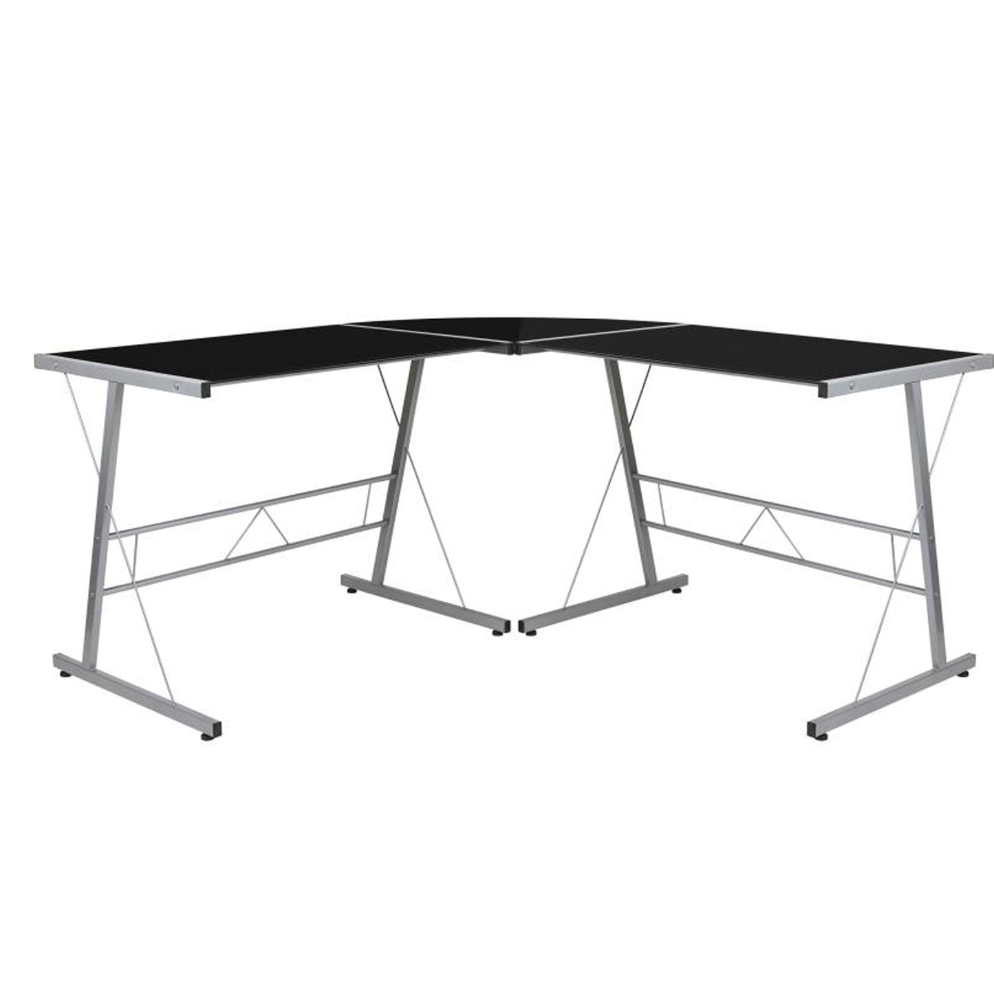 Flash Furniture - L-Shaped Computer Gaming Desk - Black / Pearl Silver