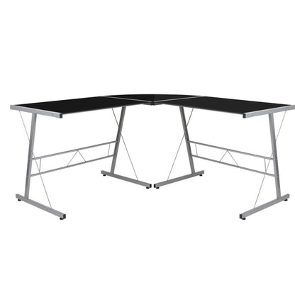 Flash Furniture - L-Shaped Computer Gaming Desk - Black / Pearl Silver