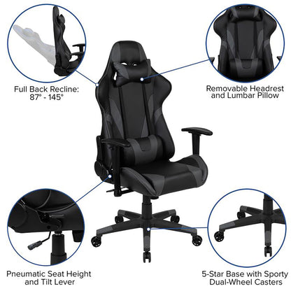 Flash Furniture - 2 Piece X20 Premium Gaming Chair With XL Gaming Desk Set - Black / Gray