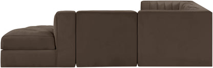 Rummi - Velvet Performance Fabric Upholstered 5 Piece Modular Sectional
