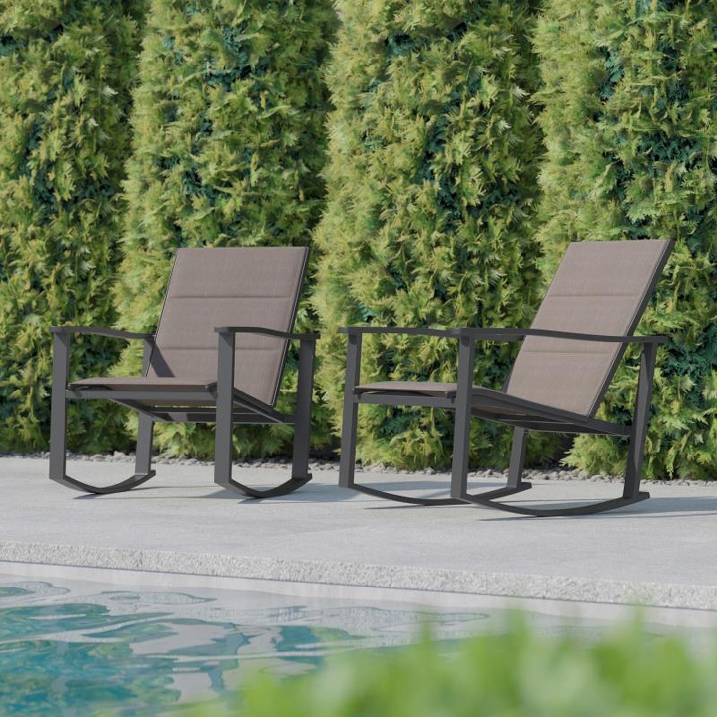 Flash Furniture - Textilene Rockers (Set of 2) - Brown