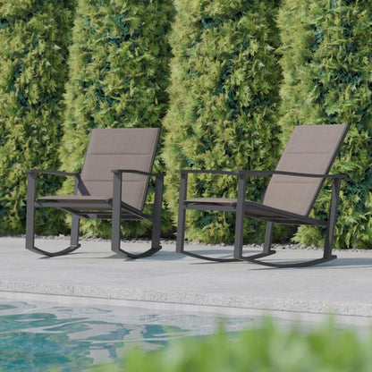 Flash Furniture - Textilene Rockers (Set of 2) - Brown