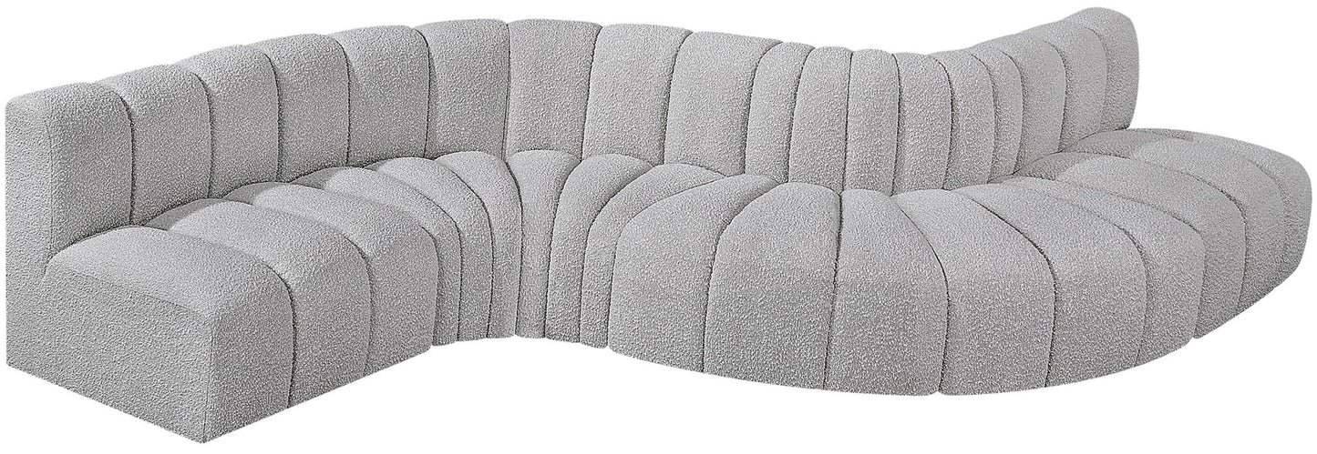 Arc - Boucle Fabric 6 Piece Curved Modular Sofa