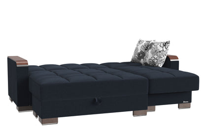 Ottomanson Armada X - Upholstered Convertible Wood Trimmed Chaise Lounge With Storage - Polyester