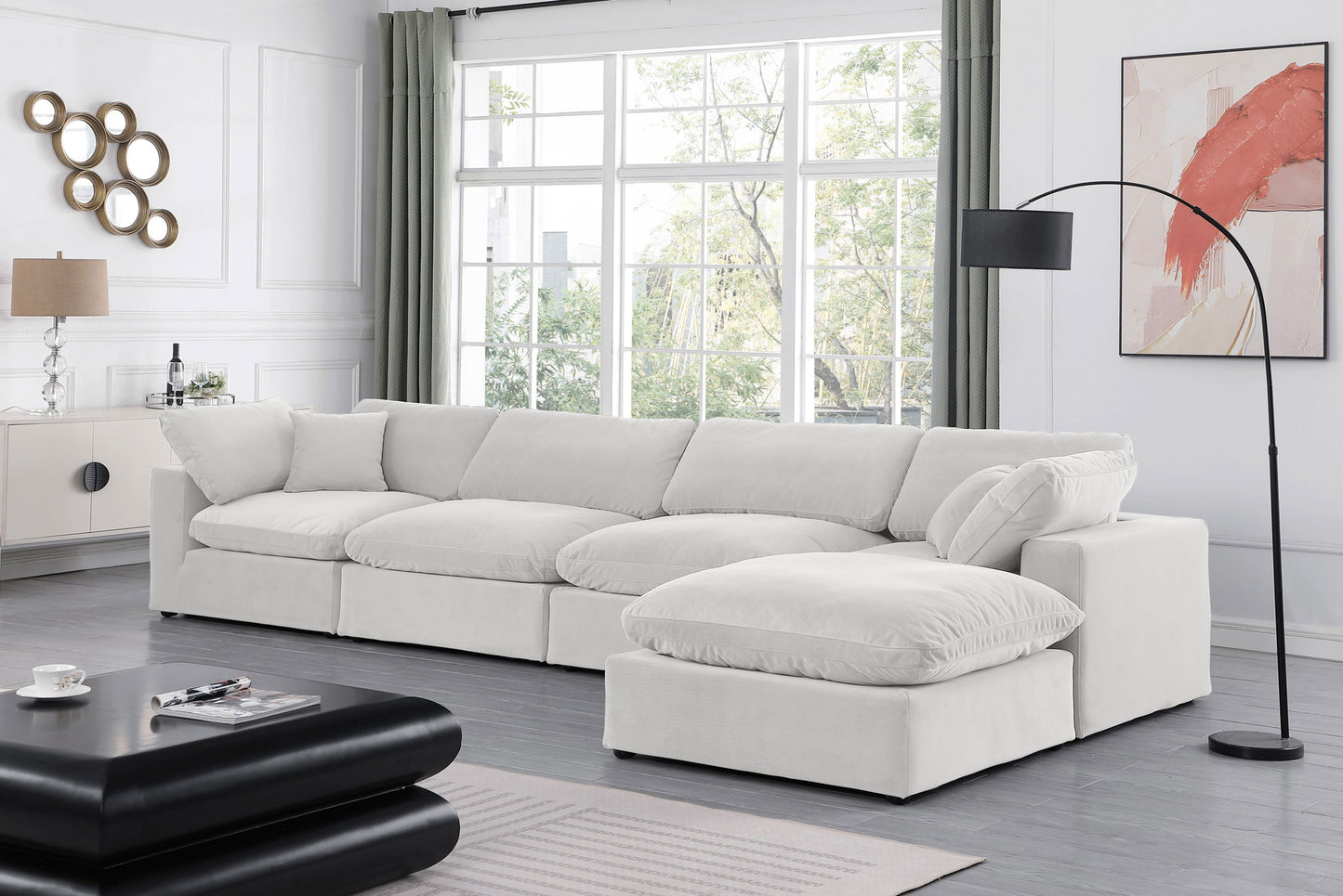 Comfy - 5 Piece Velvet Modular Sectional With Chaise