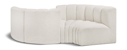 Arc - Boucle Fabric 4 Piece Curved Modular Sofa