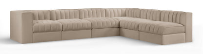 Rummi - Velvet Performance Fabric Upholstered 6 Piece Modular Sectional