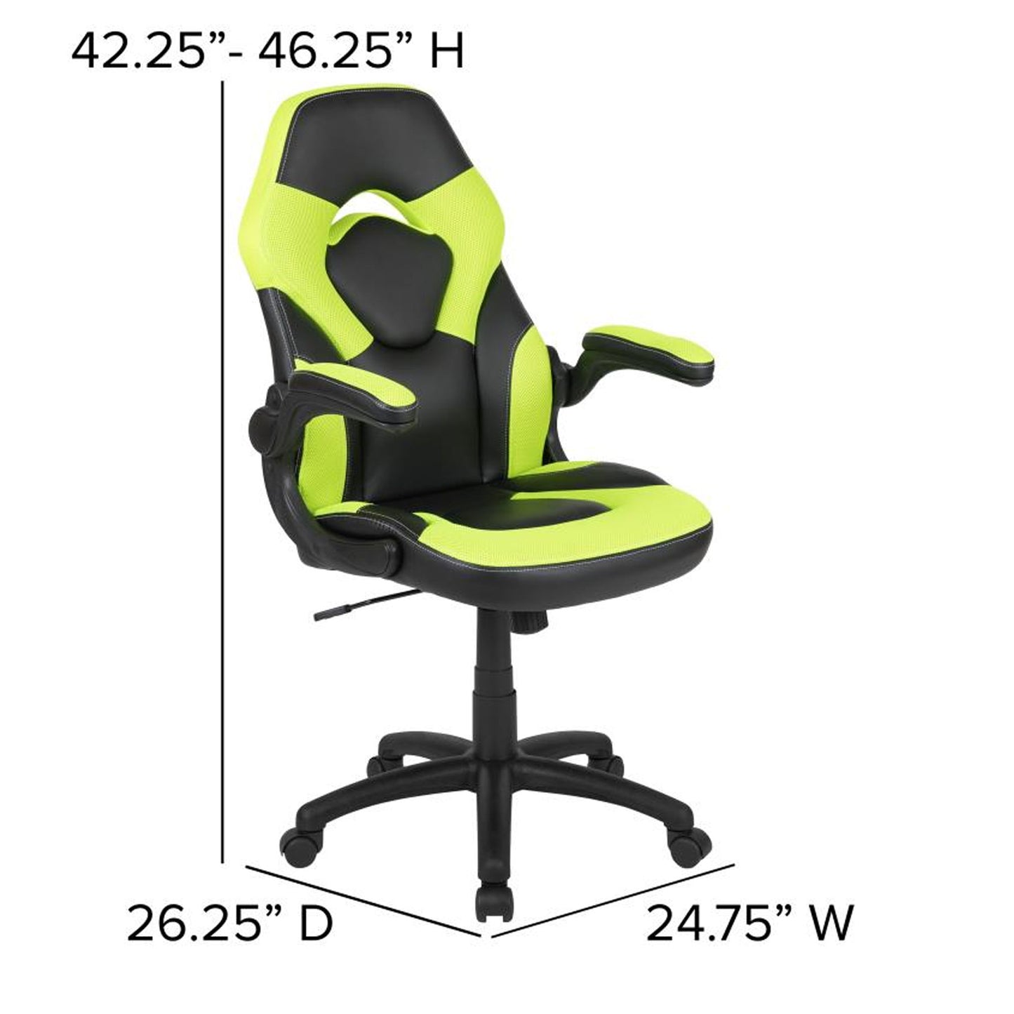 Flash Furniture - 2 Piece Ergonomic Racing Style Gaming - Green
