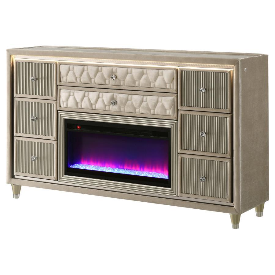 Lorient - 8-Drawer LED Bedroom Flame Box Dresser