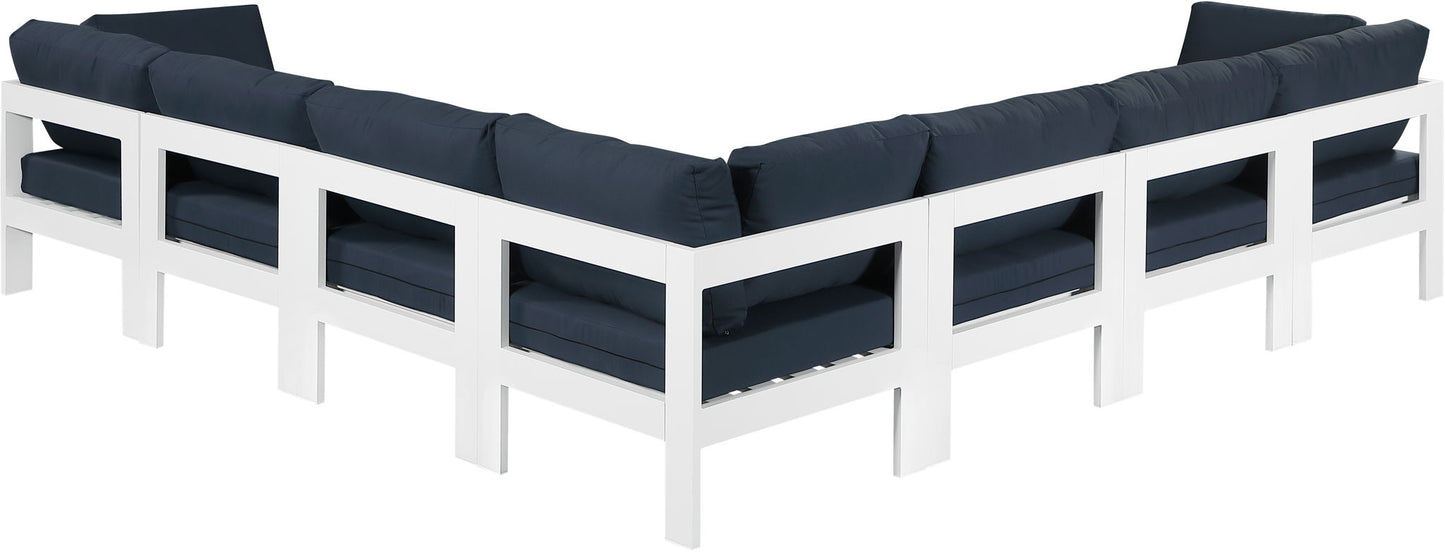 Nizuc - Outdoor Patio 7 Piece Modular Sectional With White Frame