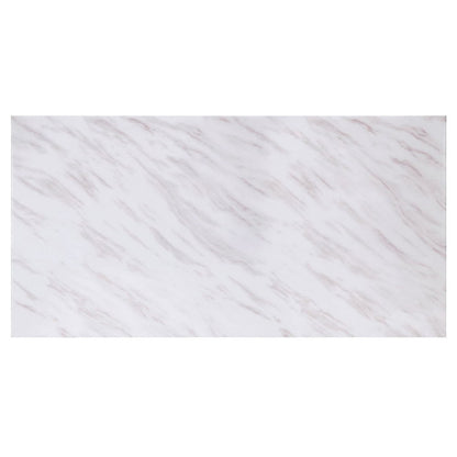 Zander - Dining Table - White Printed Faux Marble Top & Mirrored Silver