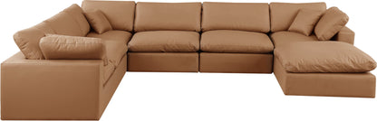 Comfy - 7 Piece Faux Leather Modular Sectional With Chaise