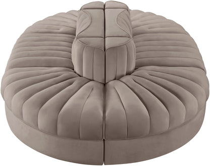 Rummi - Oval Velvet Performance Fabric Upholstered 6 Piece Modular Sectional