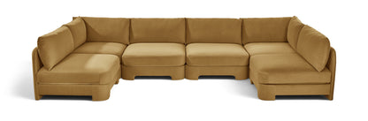 Hammond - Velvet Performance Fabric Upholstered 6 Piece U-Shaped Armless Sectional