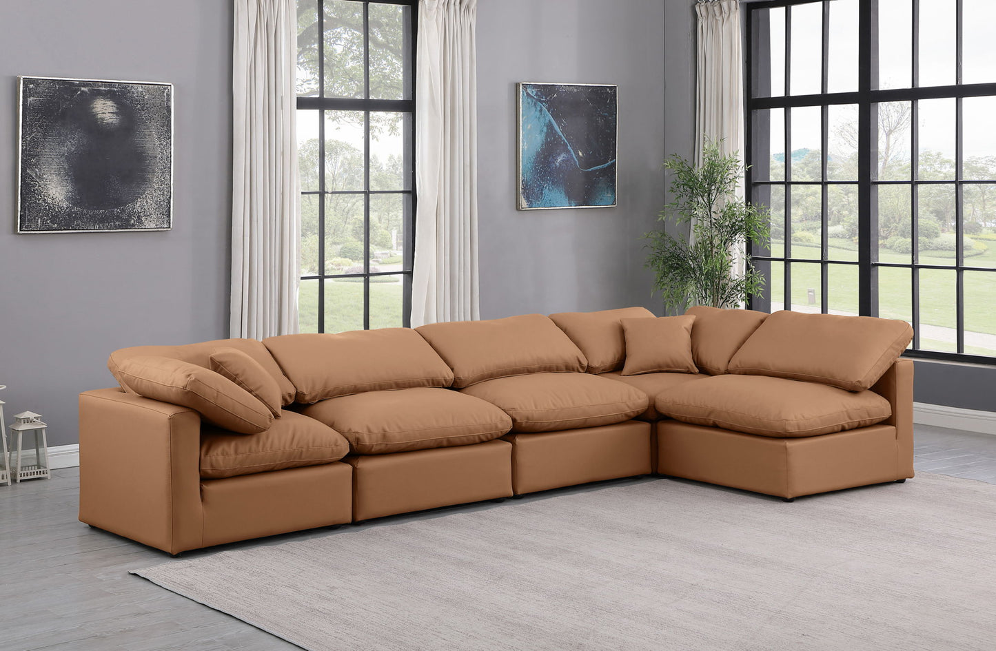 Indulge - Faux Leather 5 Piece Modular Sectional