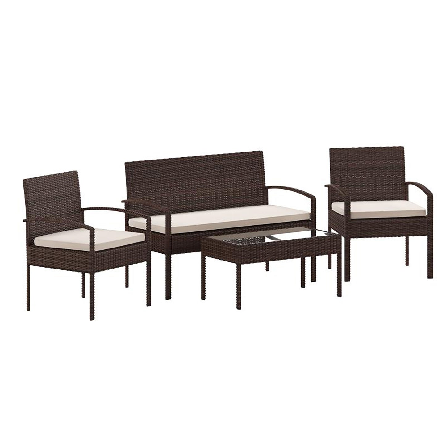 Flash Furniture - 4 Piece Patio Outdoor Set - Brown / Beige