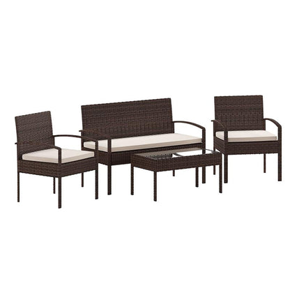 Flash Furniture - 4 Piece Patio Outdoor Set - Brown / Beige