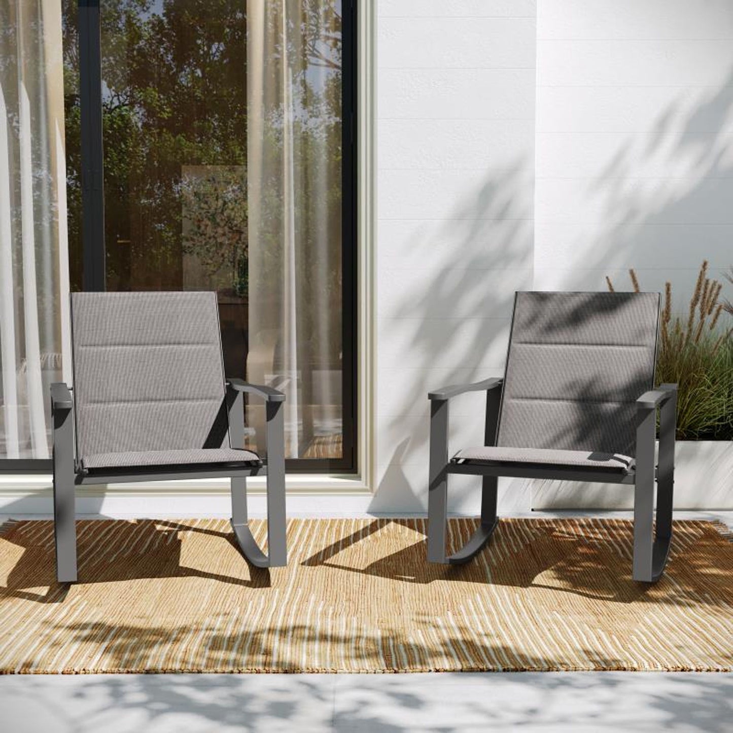 Flash Furniture - Textilene Rockers (Set of 2) - Gray