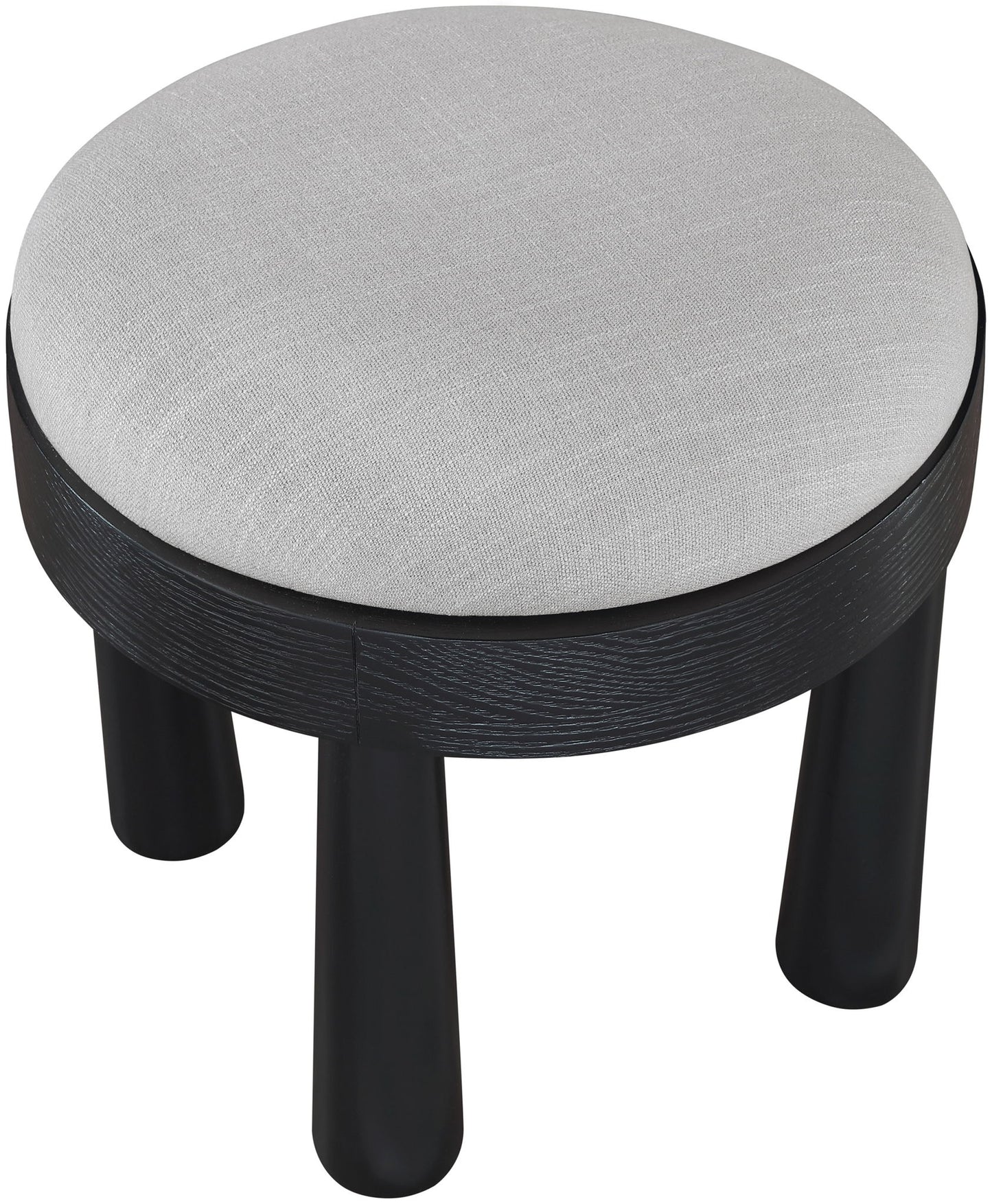 Larea - Linen Textured Fabric Ottoman - Black Base