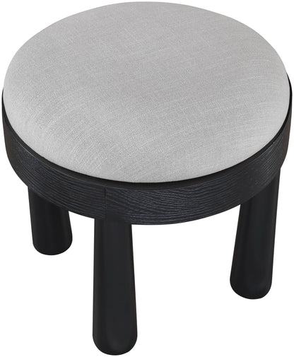 Larea - Linen Textured Fabric Ottoman - Black Base
