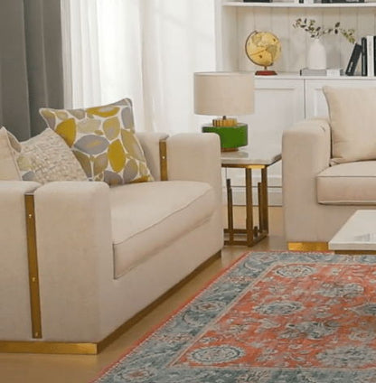 HD-3183 - Loveseat - Beige / Gold