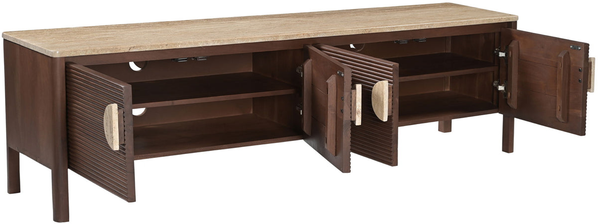 Varenna - 69" Genuine Marble And Acacia Wood Media Console