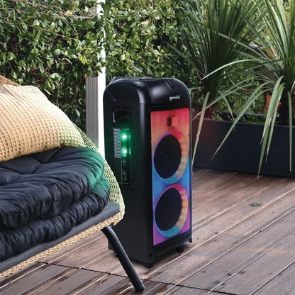 Gemini - Party Light Tower, Bluetooth Speaker, Dual 8" Woofer - Black