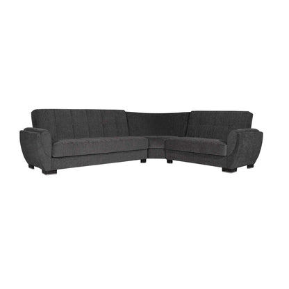 Ottomanson Armada Air - Upholstered Convertible Sectional With Storage - Gray Chenille