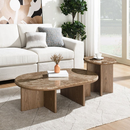 Markku - End Table With Natural Marble - Oak