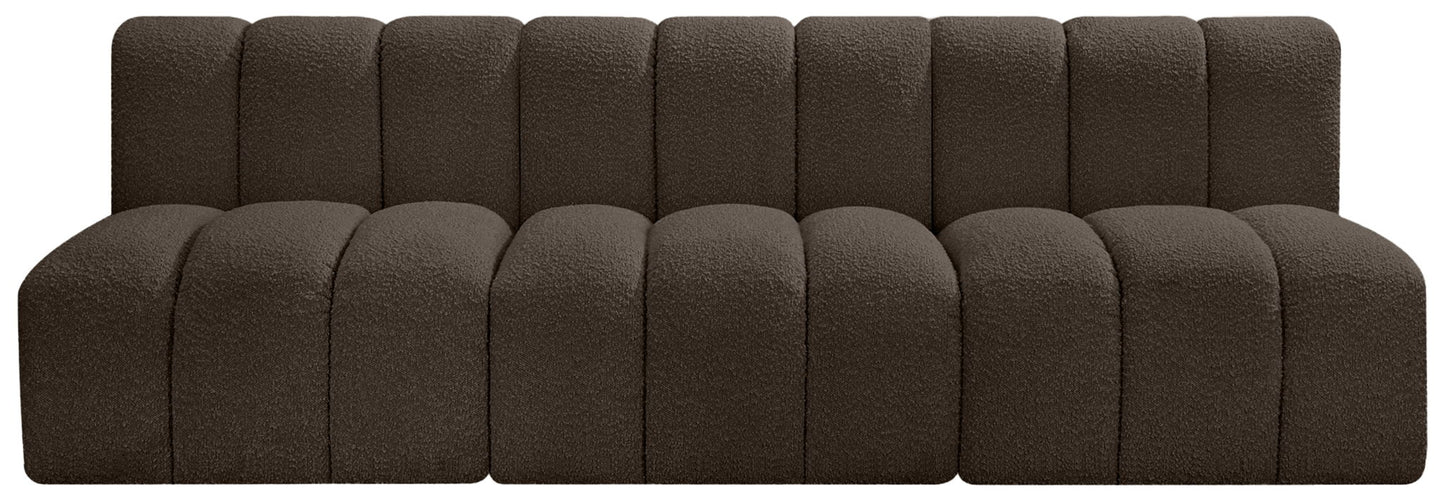 Arc - Boucle Fabric 3 Piece Modular Straight Sofa - Brown