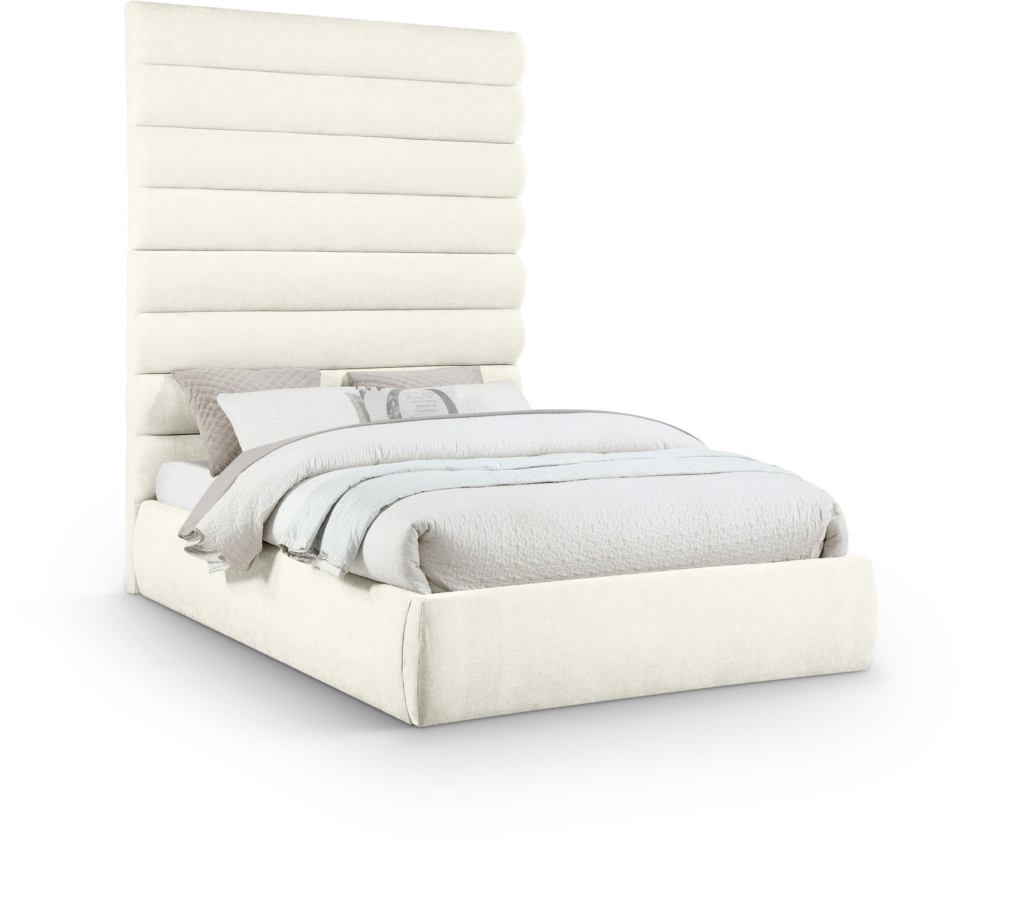Adam - Chenille Fabric Bed With 89" Headboard