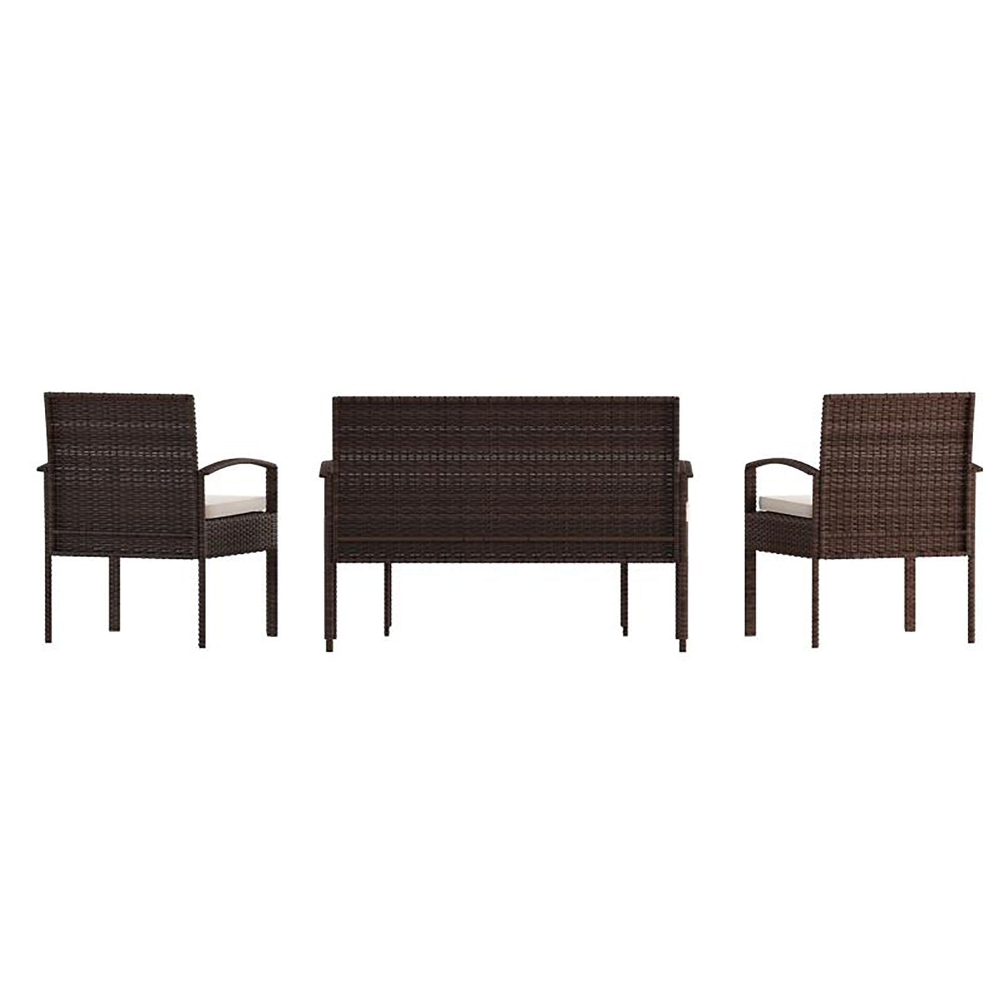 Flash Furniture - 4 Piece Patio Outdoor Set - Brown / Beige