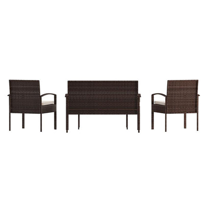 Flash Furniture - 4 Piece Patio Outdoor Set - Brown / Beige