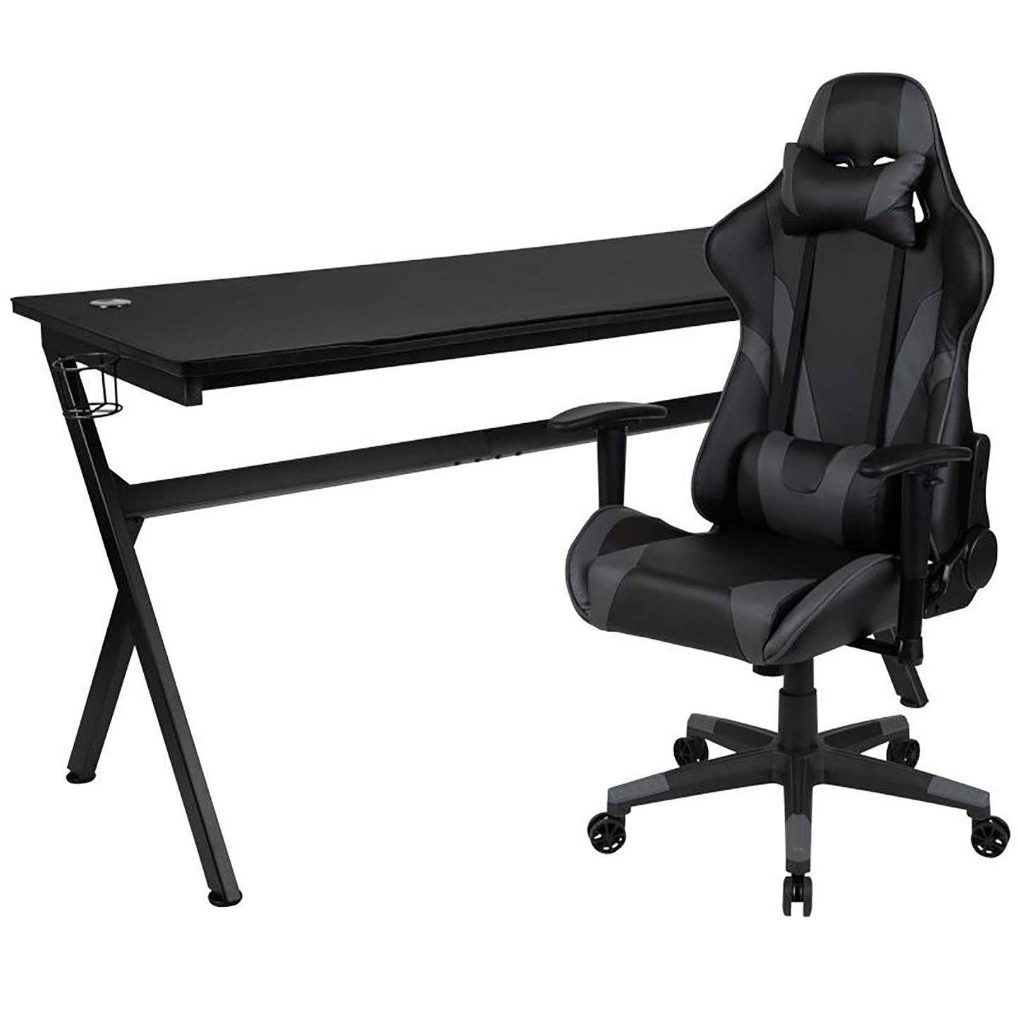 Flash Furniture - 2 Piece X20 Premium Gaming Chair With XL Gaming Desk Set - Black / Gray