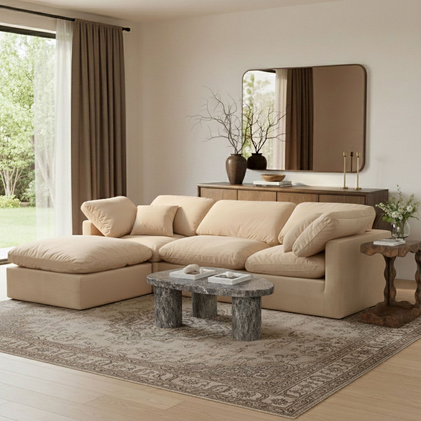 Indulge - Velvet 4 Piece Modular Sectional With Chaise