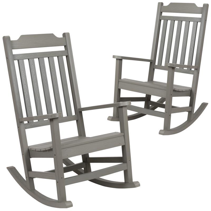 Flash Furniture - All Weather Rocking Chairs (Set of 2) - Gray