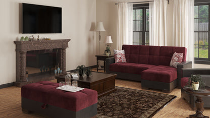 Ottomanson Armada - Upholstered Ottoman With Storage - Burgundy/Black PU Microfiber