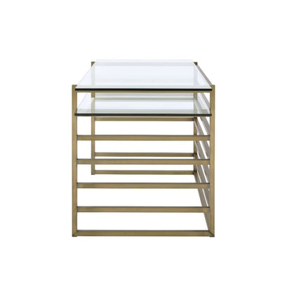 Shona - Writing Desk - Clear Glass Top & Antique Gold