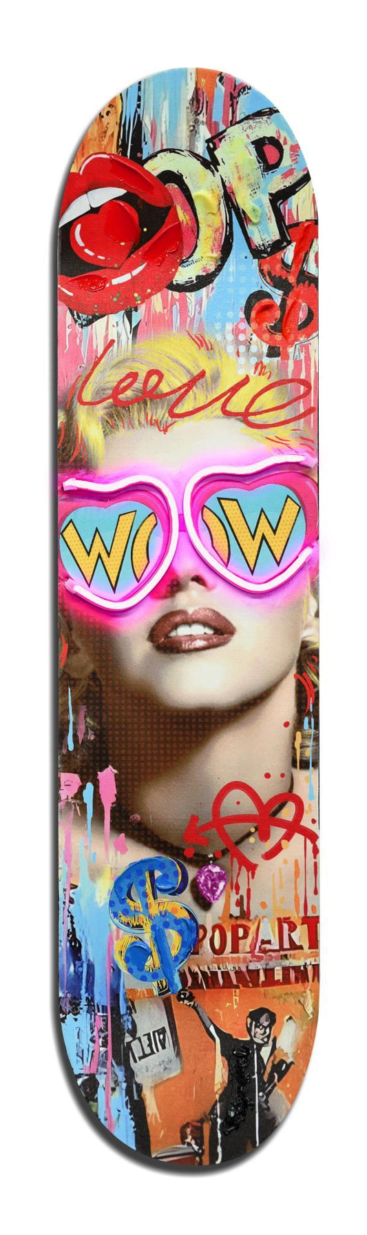 Pop Neon Wow - 8" x 31" Framed Wall Art - Red