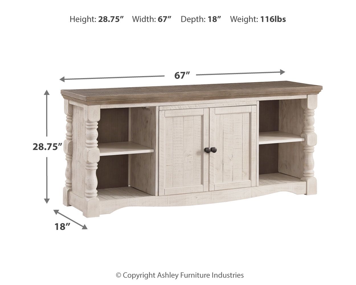Havalance - Extra Large TV Stand - 2 Doors - Brown / Beige