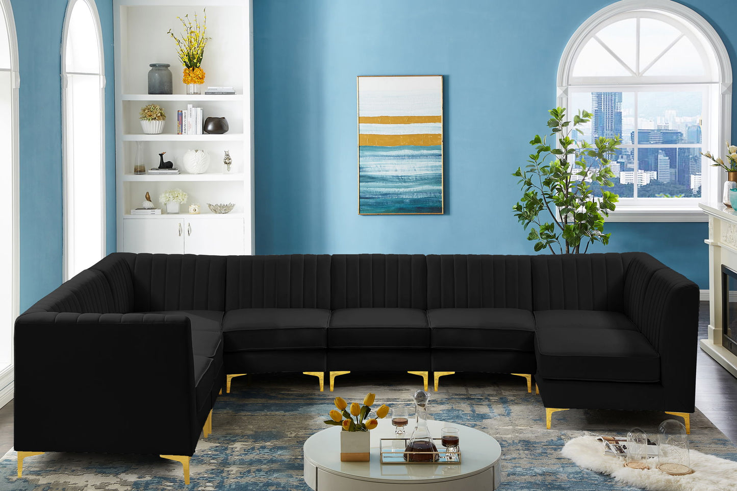 Alina - 8 Piece Velvet Modular Sectional