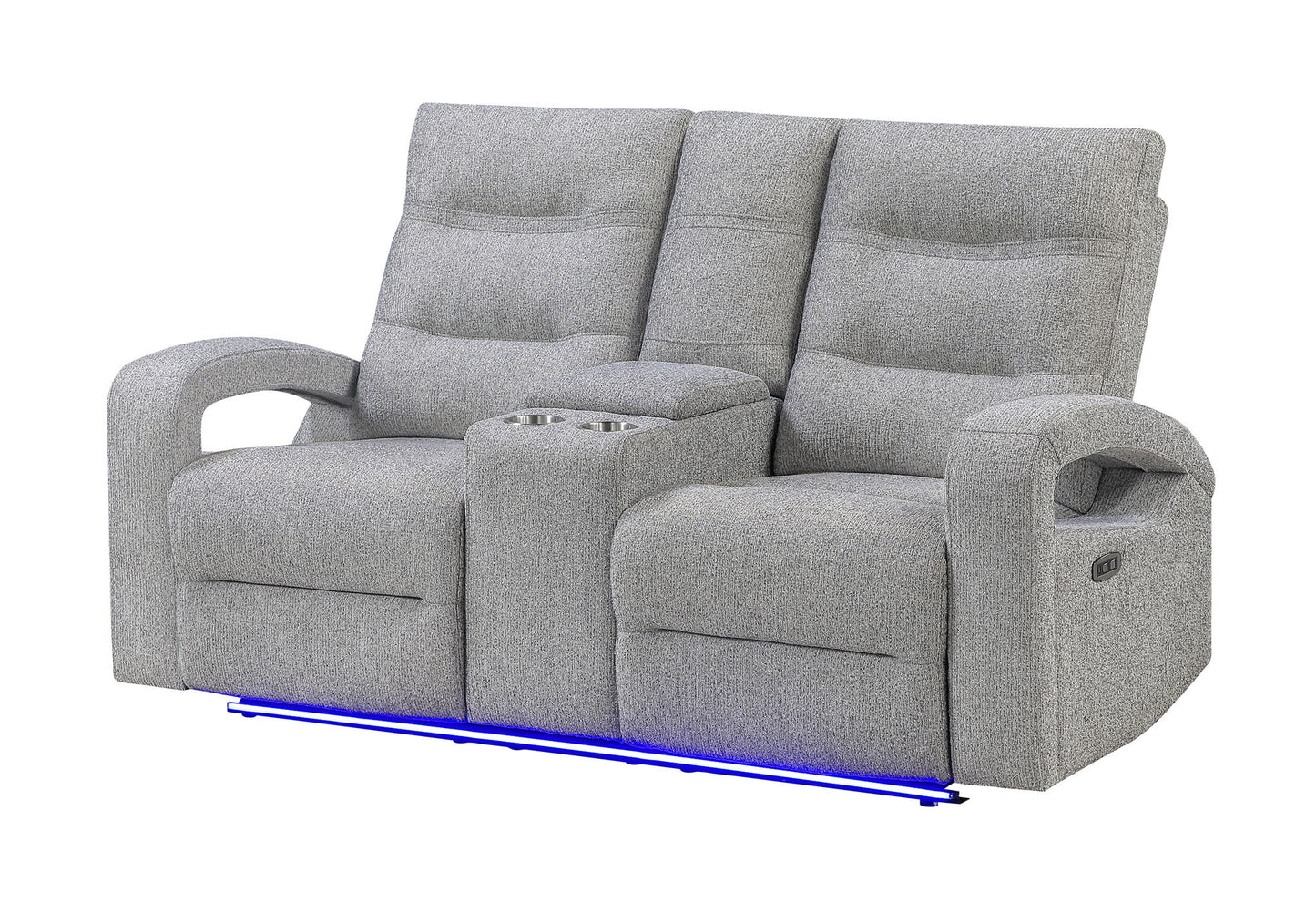U6611 - Power Console Reclining Loveseat With LED - Dark Gray