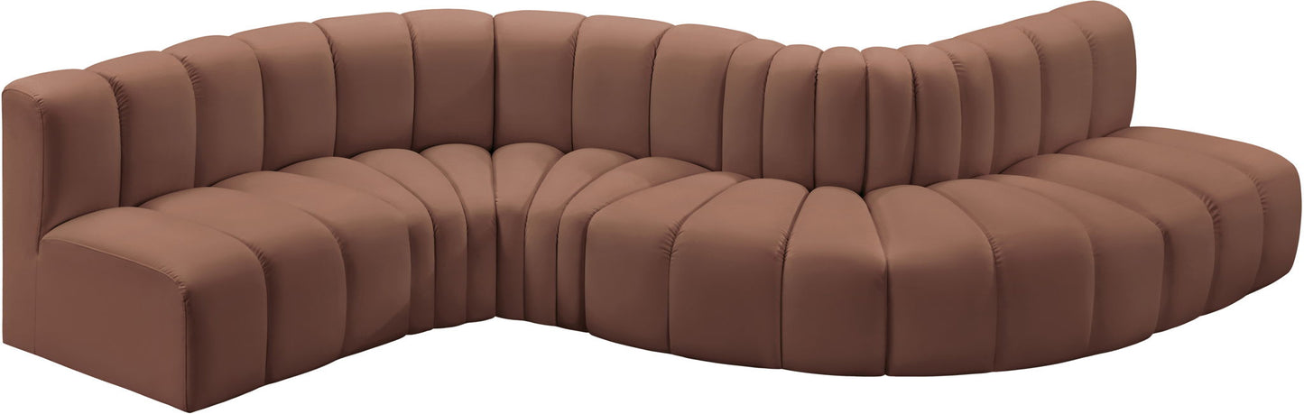 Arc - Faux Leather 6 Piece Curved Modular Sofa