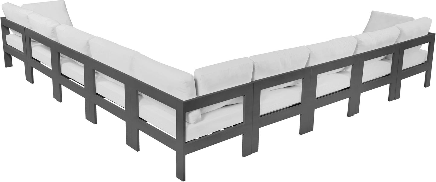 Nizuc - Outdoor Patio 9 Piece Modular Sectional With Gray Frame